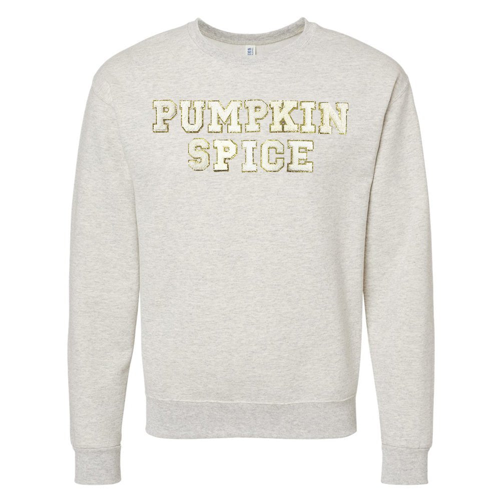 Pumpkin Spice Letter Patch Crewneck Sweatshirt - United Monograms