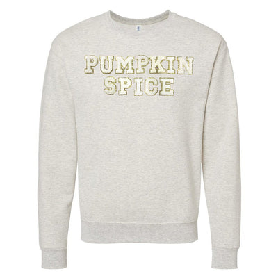 Pumpkin Spice Letter Patch Crewneck Sweatshirt - United Monograms