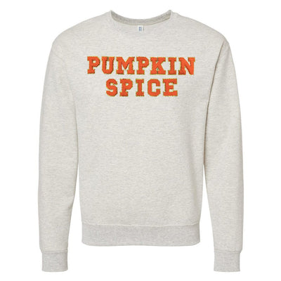 Pumpkin Spice Letter Patch Crewneck Sweatshirt - United Monograms