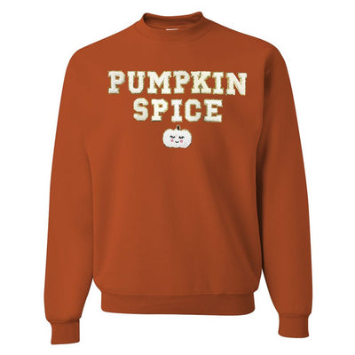 Pumpkin Spice Letter Patch Crewneck Sweatshirt - United Monograms