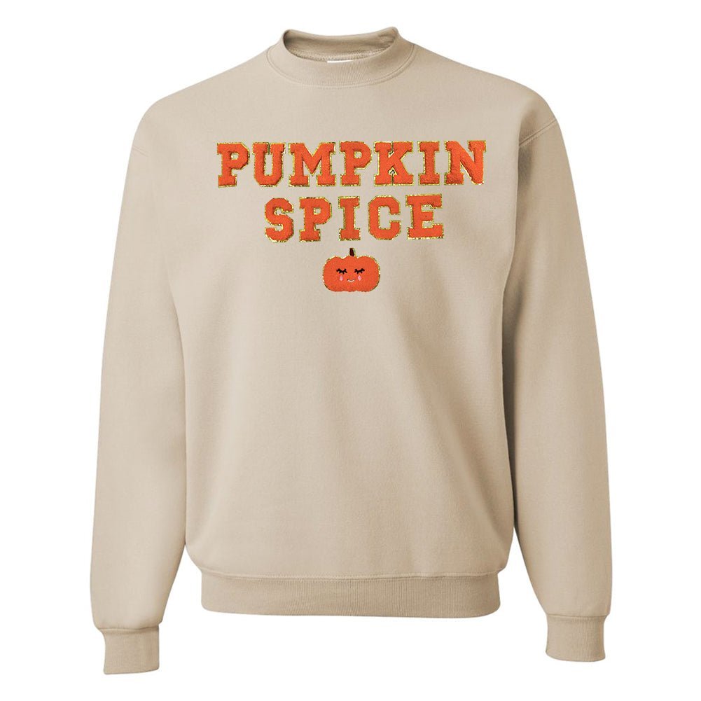 Pumpkin Spice Letter Patch Crewneck Sweatshirt - United Monograms