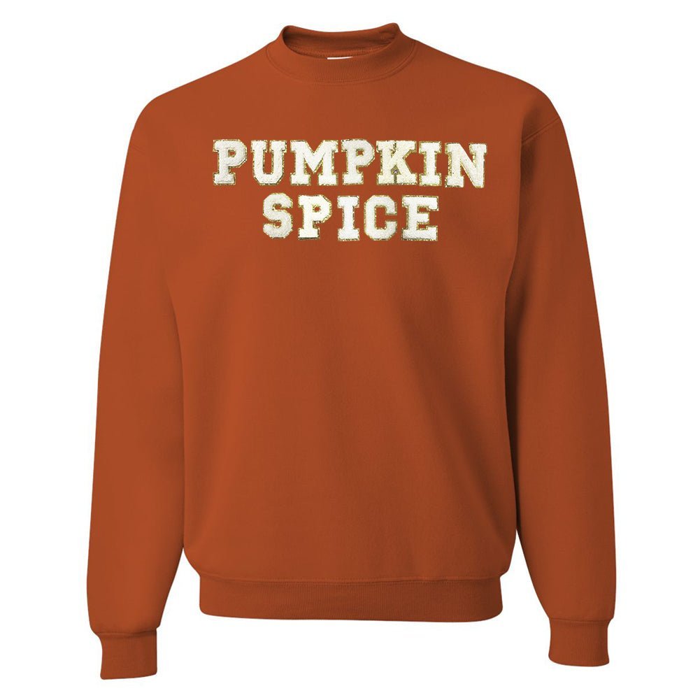 Pumpkin Spice Letter Patch Crewneck Sweatshirt - United Monograms