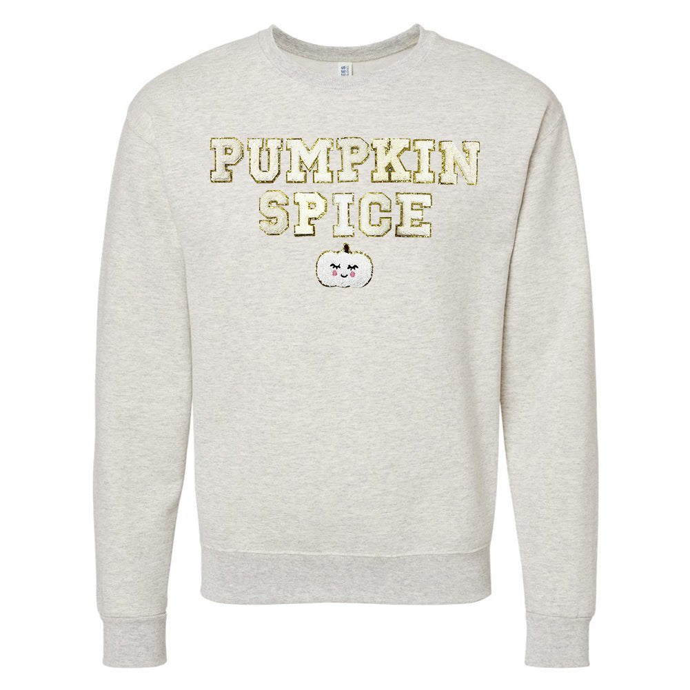 Pumpkin Spice Letter Patch Crewneck Sweatshirt - United Monograms