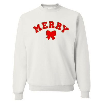 Red Merry Letter Patch Crewneck Sweatshirt - United Monograms