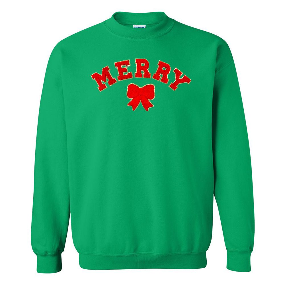 Red Merry Letter Patch Crewneck Sweatshirt - United Monograms