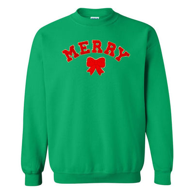 Red Merry Letter Patch Crewneck Sweatshirt - United Monograms