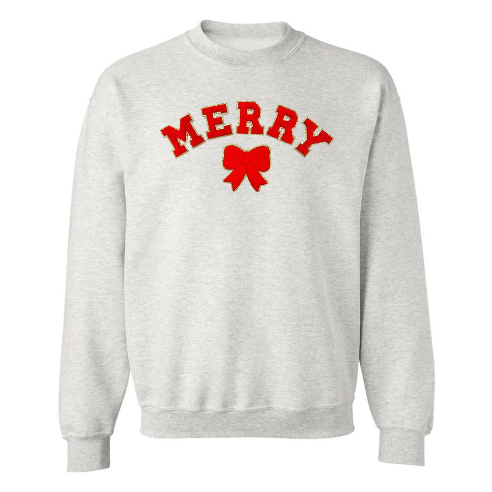 Red Merry Letter Patch Crewneck Sweatshirt - United Monograms