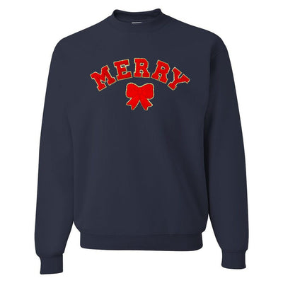 Red Merry Letter Patch Crewneck Sweatshirt - United Monograms