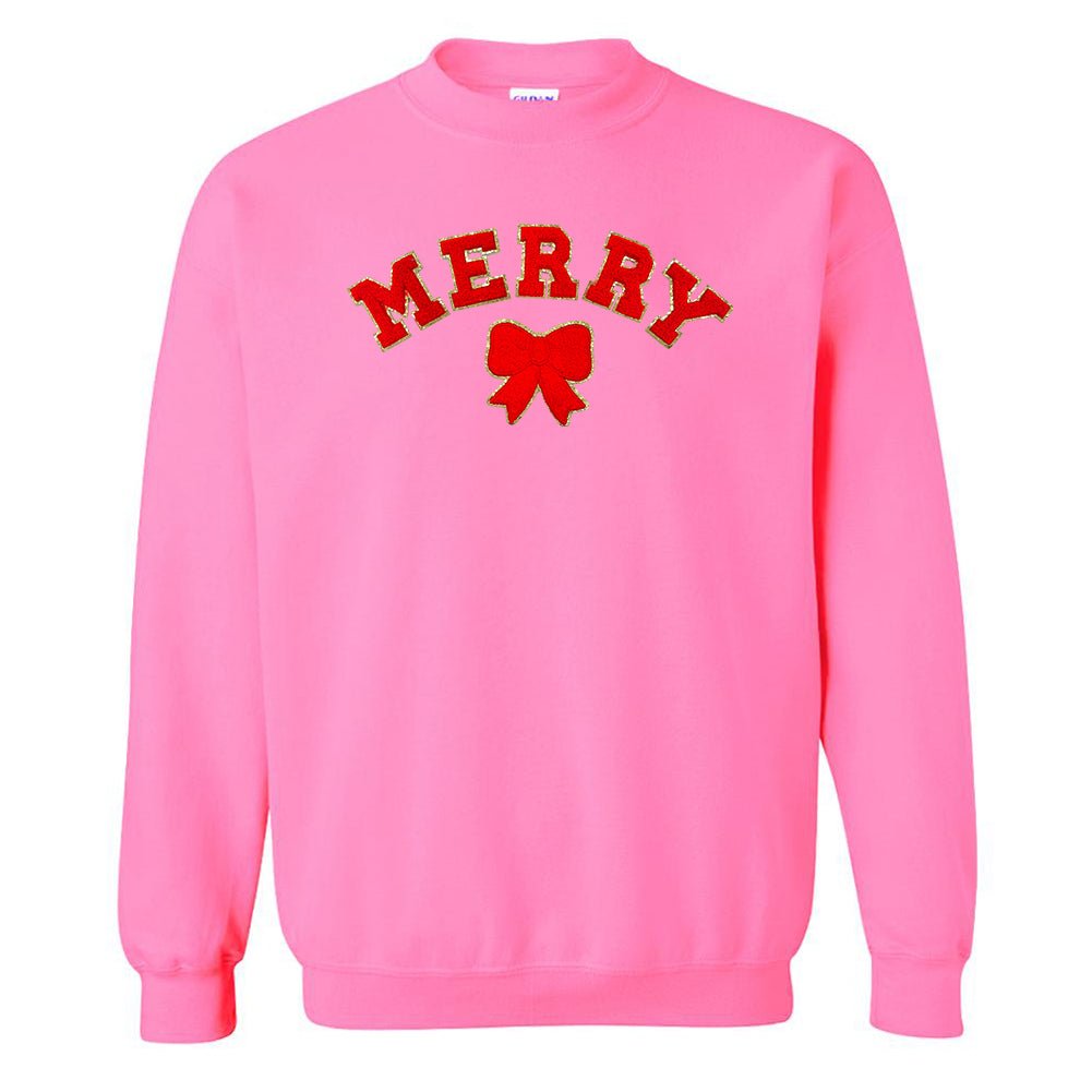 Red Merry Letter Patch Crewneck Sweatshirt - United Monograms
