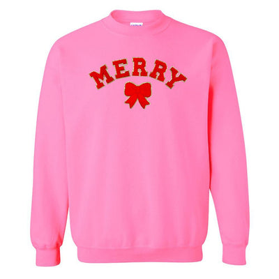 Red Merry Letter Patch Crewneck Sweatshirt - United Monograms