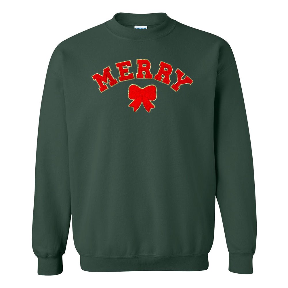 Red Merry Letter Patch Crewneck Sweatshirt - United Monograms