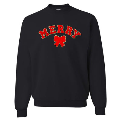 Red Merry Letter Patch Crewneck Sweatshirt - United Monograms