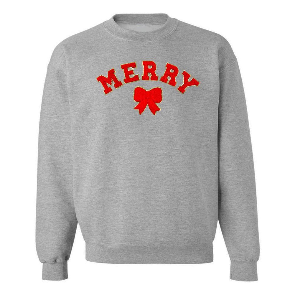 Red Merry Letter Patch Crewneck Sweatshirt - United Monograms