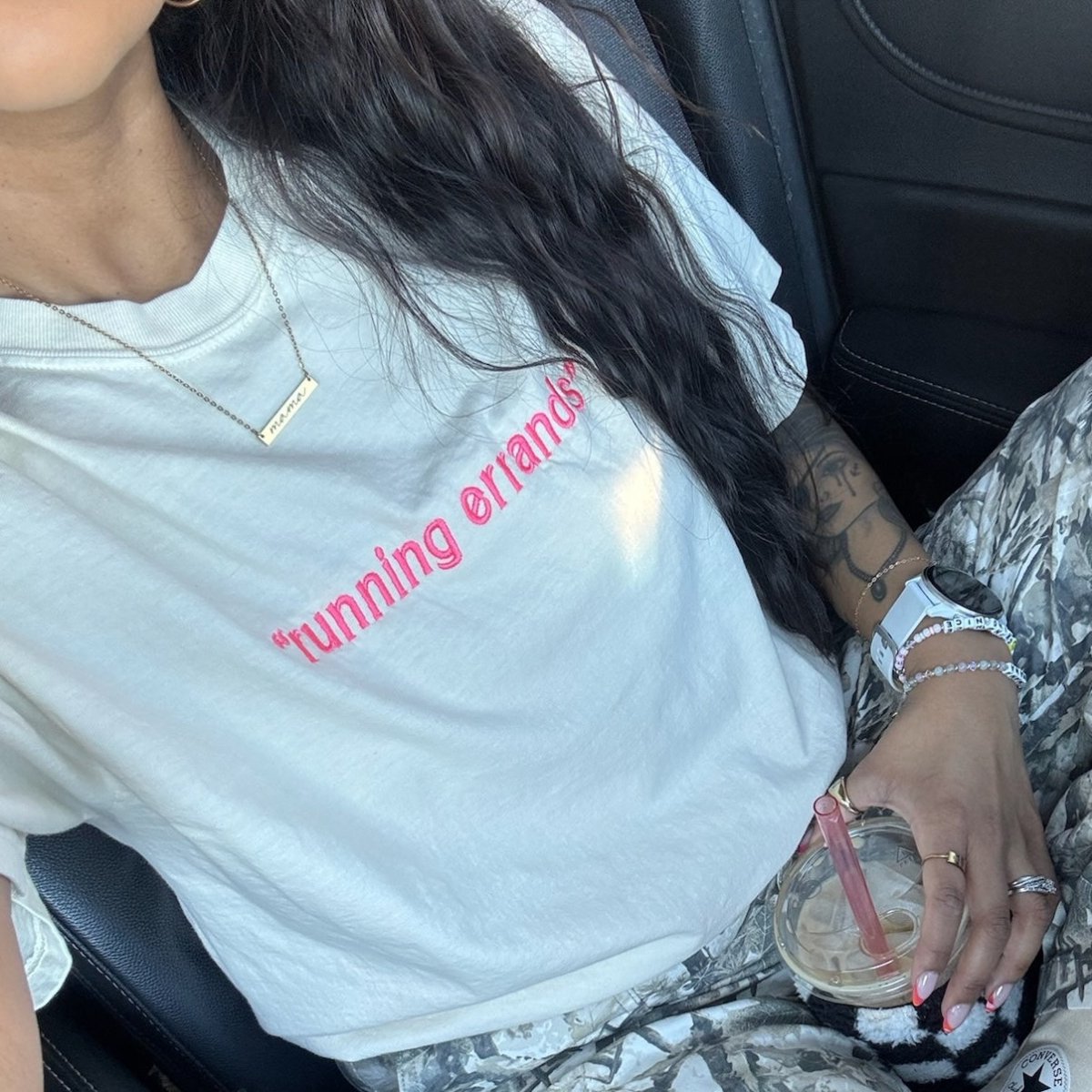 'Running Errands' Embroidered T-Shirt - United Monograms