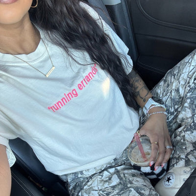'Running Errands' Embroidered T-Shirt - United Monograms