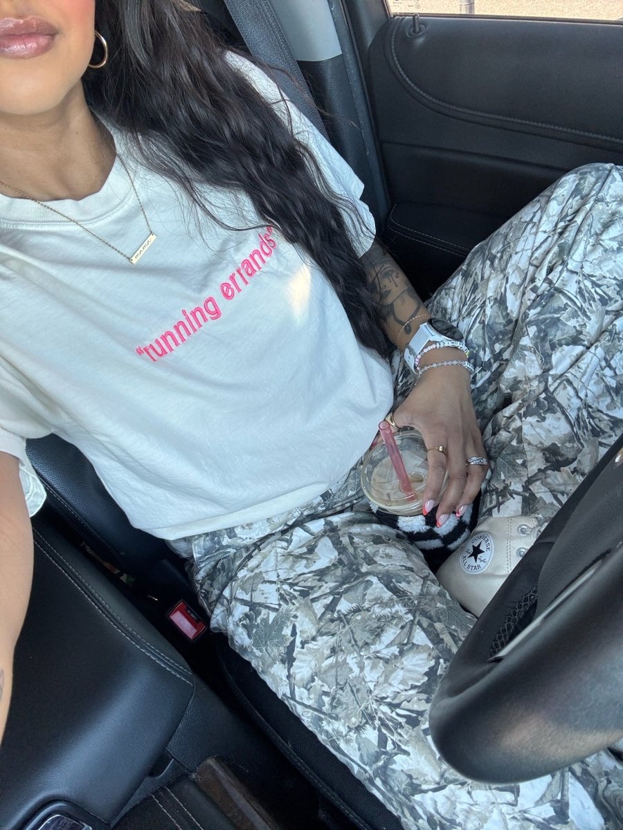'Running Errands' Embroidered T-Shirt - United Monograms