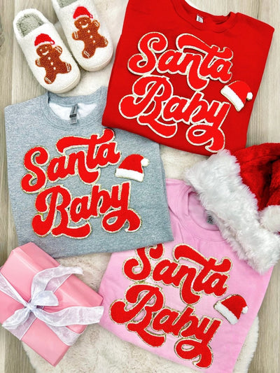 Santa Baby Letter Patch Crewneck Sweatshirt - United Monograms