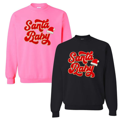 Santa Baby Letter Patch Crewneck Sweatshirt - United Monograms