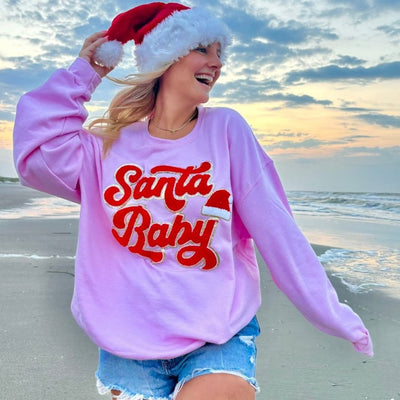 Santa Baby Letter Patch Crewneck Sweatshirt - United Monograms