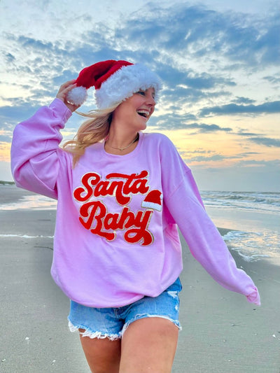 Santa Baby Letter Patch Crewneck Sweatshirt - United Monograms