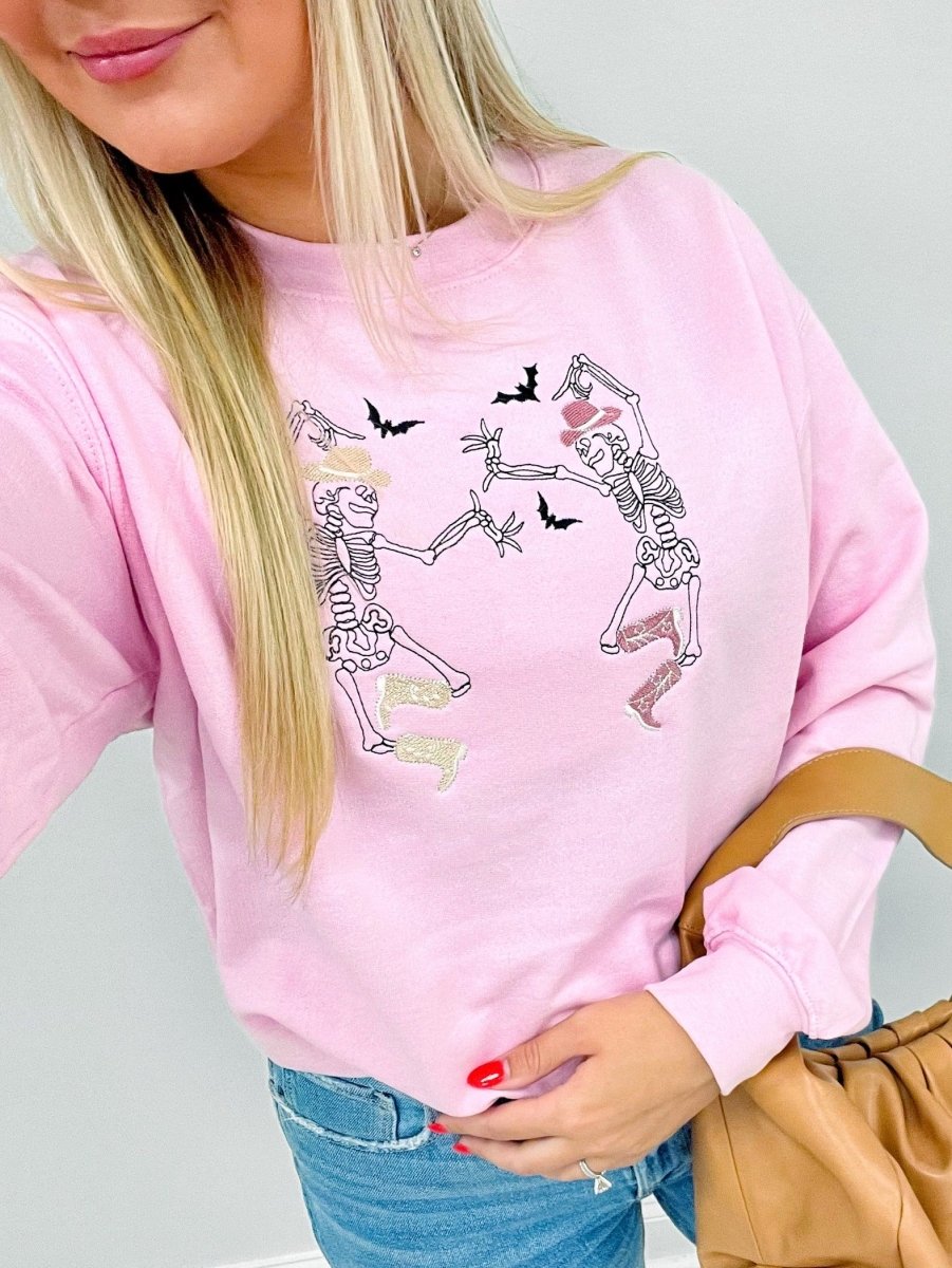 'Skeleton Cowgirls' Embroidered Crewneck Sweatshirt - United Monograms