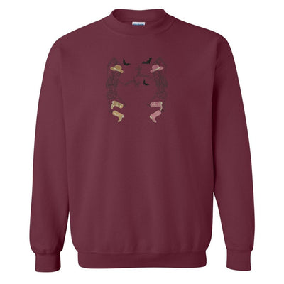 'Skeleton Cowgirls' Embroidered Crewneck Sweatshirt - United Monograms