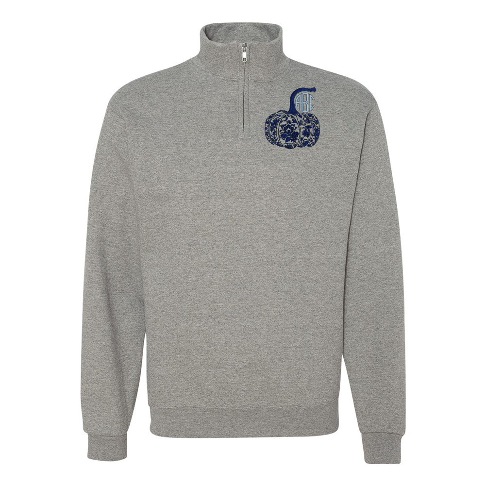 Monogrammed 'Chinoiserie Pumpkin' Quarter Zip Sweatshirt