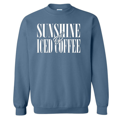'Sunshine & Iced Coffee' PUFF Crewneck Sweatshirt - United Monograms