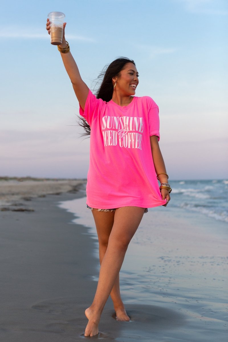 'Sunshine & Iced Coffee' PUFF T-Shirt - United Monograms