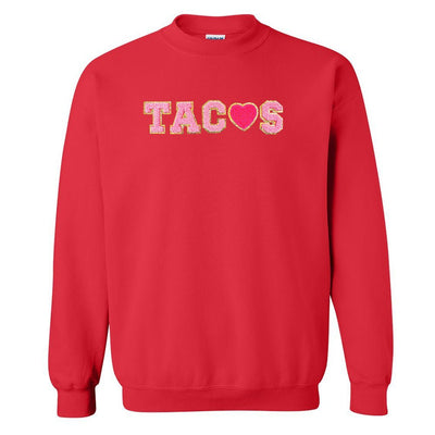 Tacos Letter Patch Crewneck Sweatshirt - United Monograms