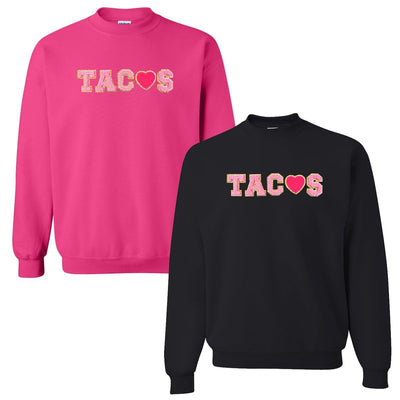 Tacos Letter Patch Crewneck Sweatshirt - United Monograms