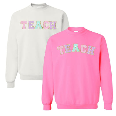 Teach Letter Patch Crewneck Sweatshirt - United Monograms