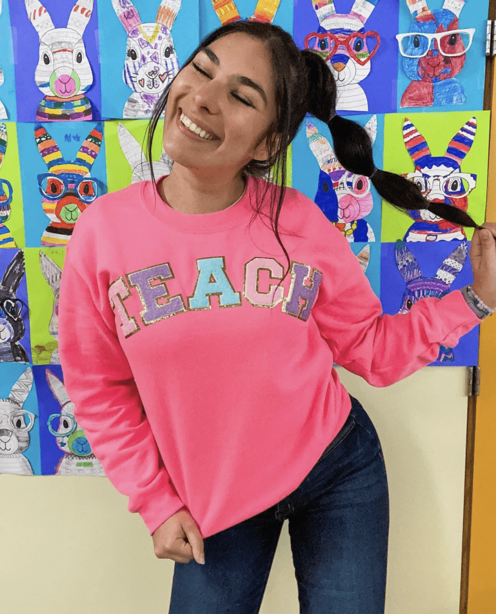 Teach Letter Patch Crewneck Sweatshirt - United Monograms