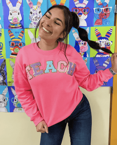 Teach Letter Patch Crewneck Sweatshirt - United Monograms