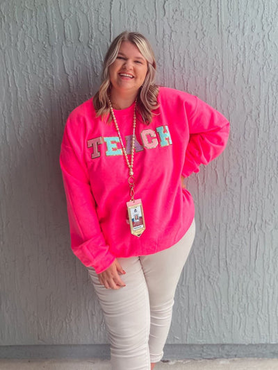 Teach Letter Patch Crewneck Sweatshirt - United Monograms