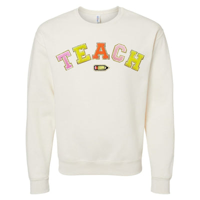 Teach Pencil Letter Patch Crewneck Sweatshirt - United Monograms