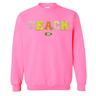 Teach Pencil Letter Patch Crewneck Sweatshirt - United Monograms