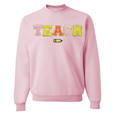 Teach Pencil Letter Patch Crewneck Sweatshirt - United Monograms