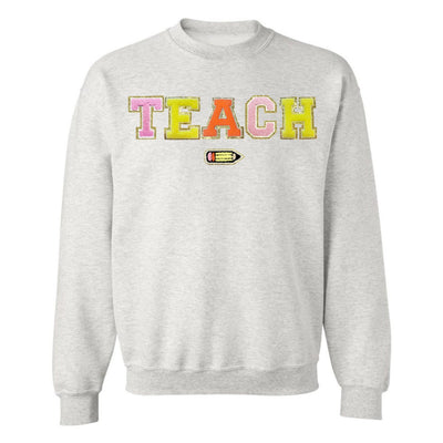 Teach Pencil Letter Patch Crewneck Sweatshirt - United Monograms