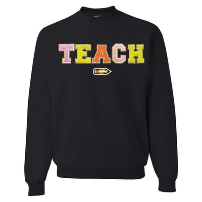 Teach Pencil Letter Patch Crewneck Sweatshirt - United Monograms
