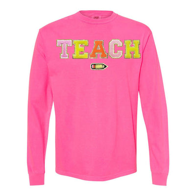 Teach Pencil Letter Patch Long Sleeve T - Shirt - United Monograms