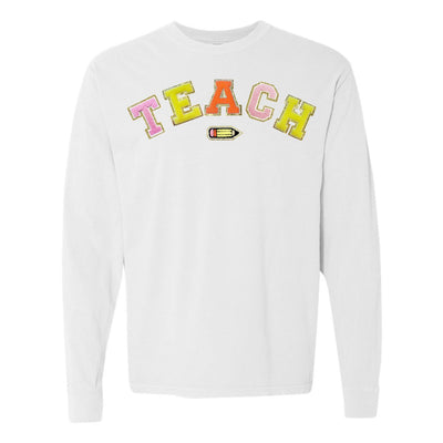 Teach Pencil Letter Patch Long Sleeve T - Shirt - United Monograms