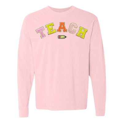 Teach Pencil Letter Patch Long Sleeve T - Shirt - United Monograms