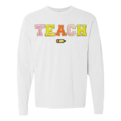 Teach Pencil Letter Patch Long Sleeve T - Shirt - United Monograms