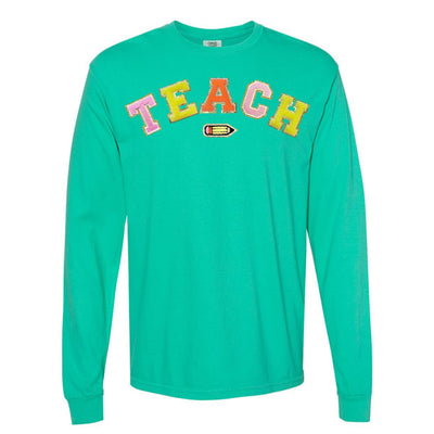 Teach Pencil Letter Patch Long Sleeve T - Shirt - United Monograms