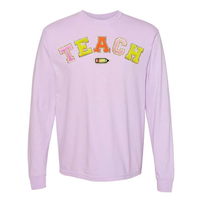 Teach Pencil Letter Patch Long Sleeve T - Shirt - United Monograms