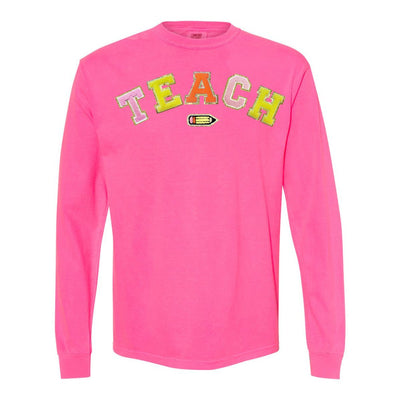 Teach Pencil Letter Patch Long Sleeve T - Shirt - United Monograms