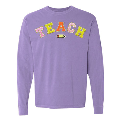 Teach Pencil Letter Patch Long Sleeve T - Shirt - United Monograms