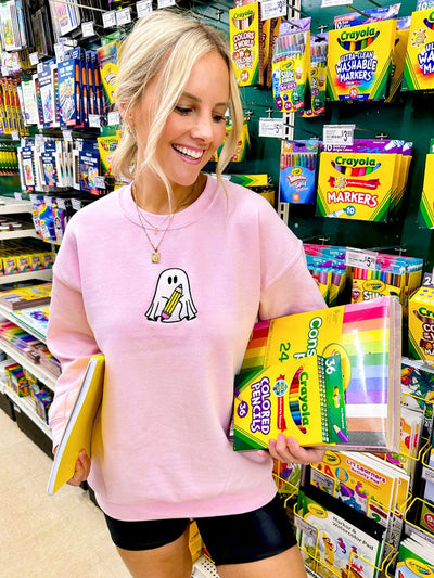 'Teacher Ghost' Embroidered Crewneck Sweatshirt - United Monograms