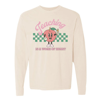 'Teaching Is A Work of Heart' Comfort Colors Long Sleeve T-Shirt - United Monograms